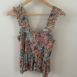 Anthropologie Floral Smocked Women's Top